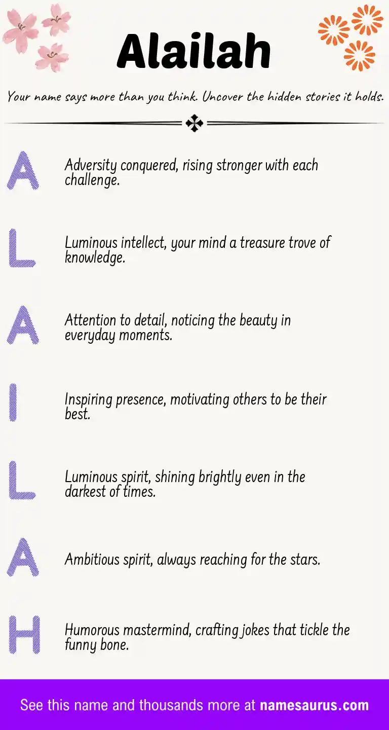 Acrostic poem about Alailah.