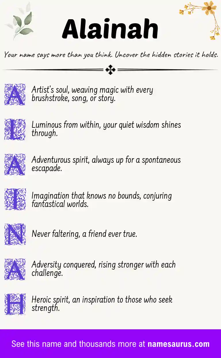 Acrostic poem about Alainah.