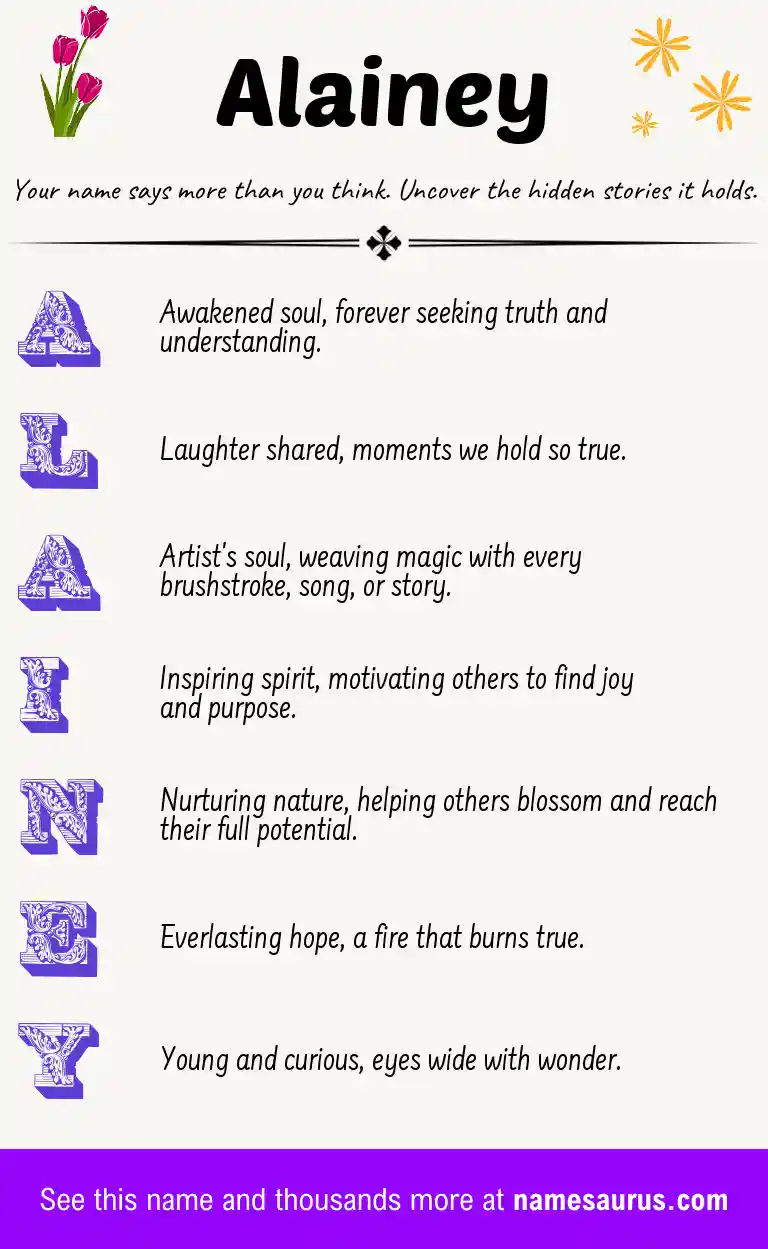Acrostic poem about Alainey.