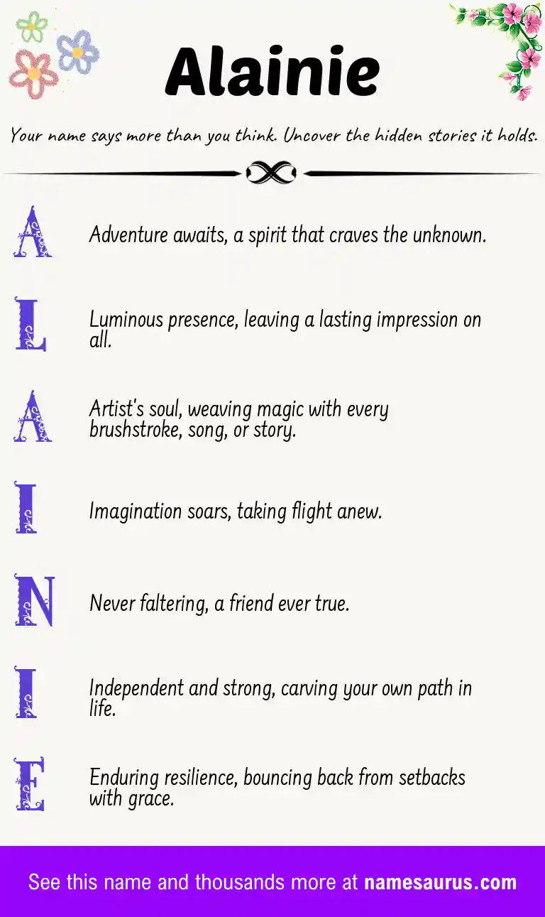 Acrostic poem about Alainie.