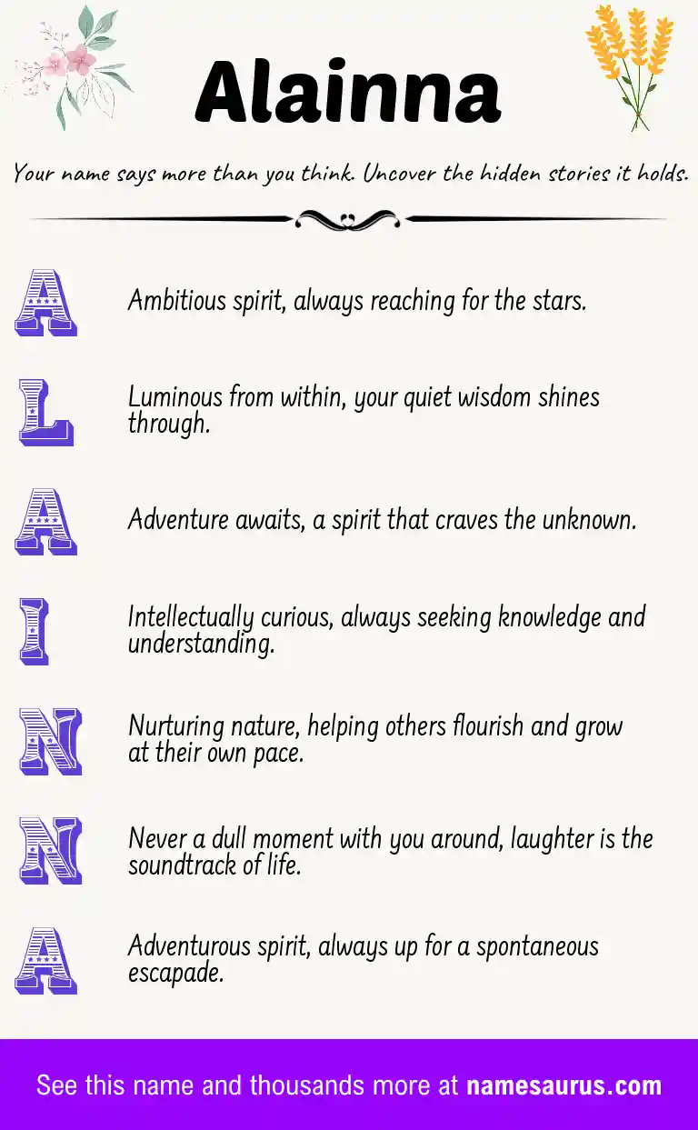 Acrostic poem about Alainna.