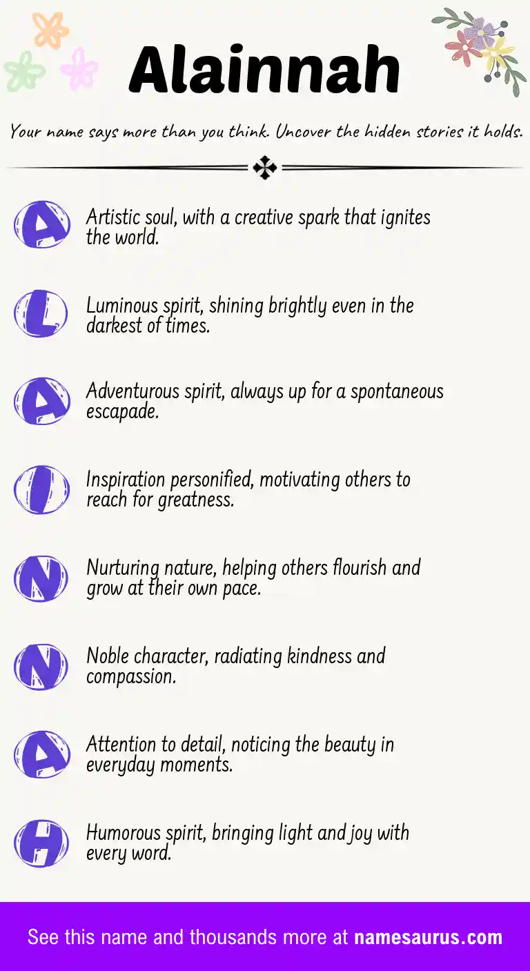 Acrostic poem about Alainnah.