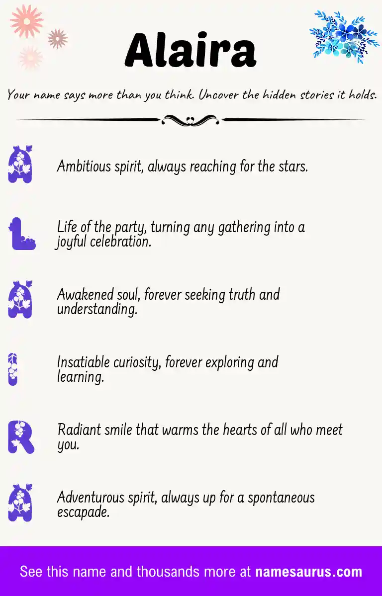 Acrostic poem about Alaira.
