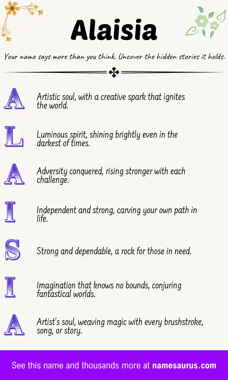 Acrostic poem about Alaisia.