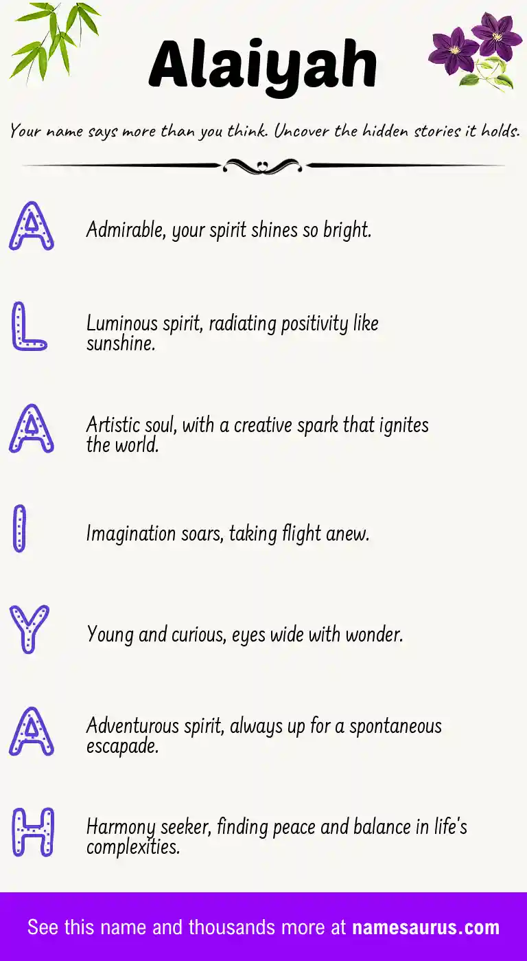Acrostic poem about Alaiyah.