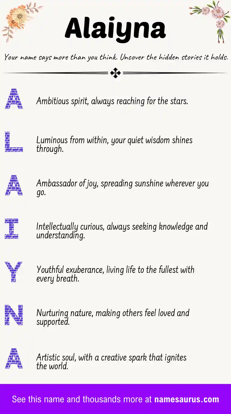 Acrostic poem about Alaiyna.