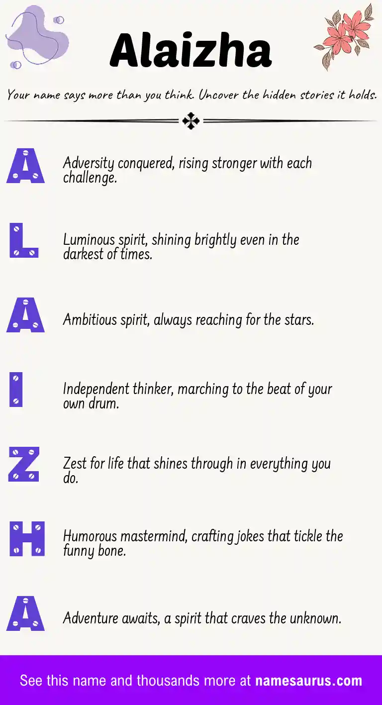 Acrostic poem about Alaizha.