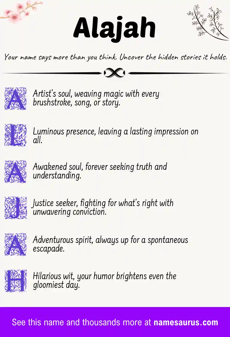 Acrostic poem about Alajah.