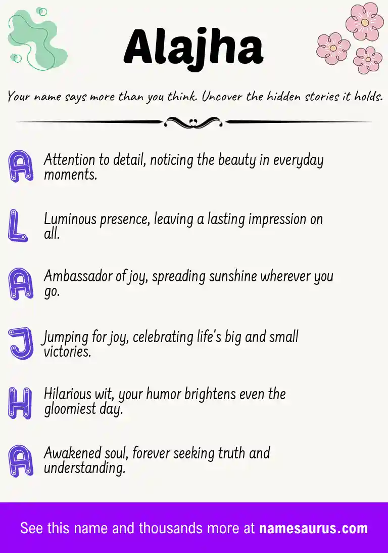 Acrostic poem about Alajha.