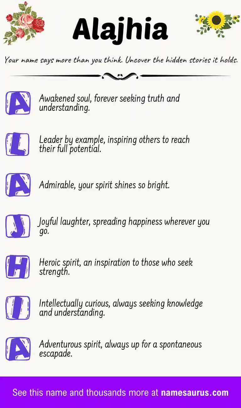 Acrostic poem about Alajhia.