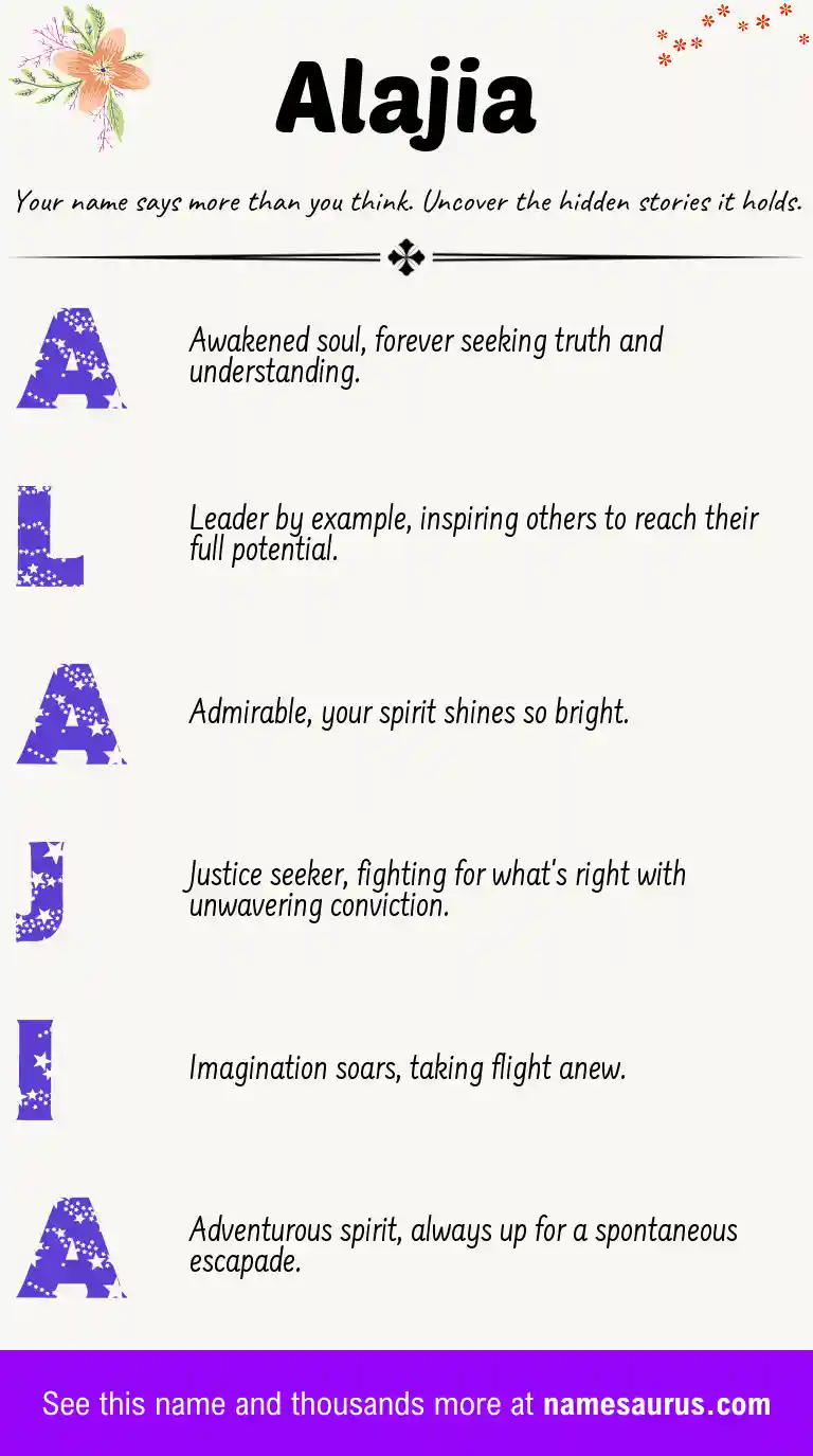 Acrostic poem about Alajia.