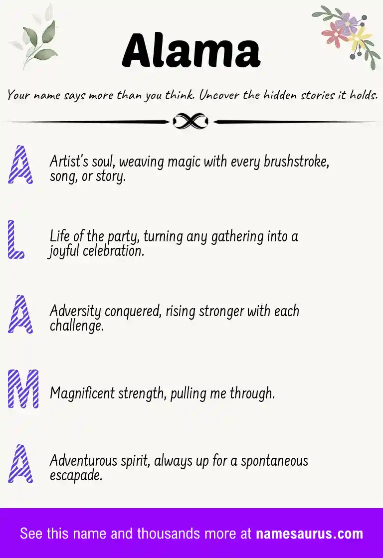Acrostic poem about Alama.