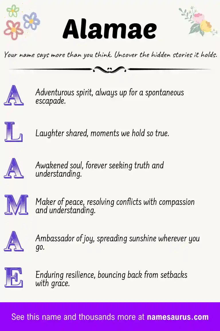 Acrostic poem about Alamae.