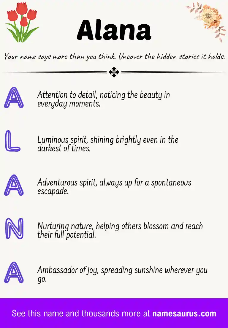 Acrostic poem about Alana.