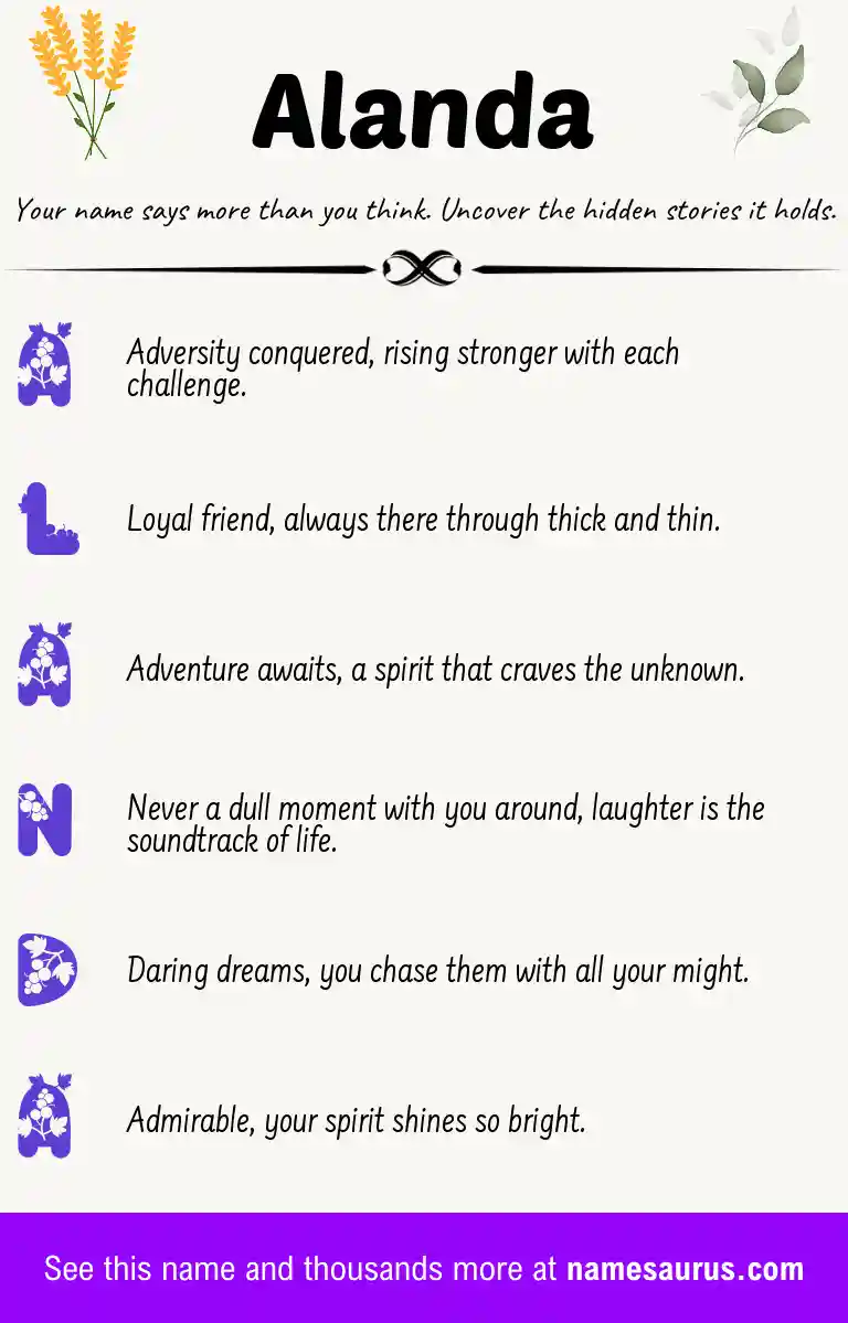 Acrostic poem about Alanda.