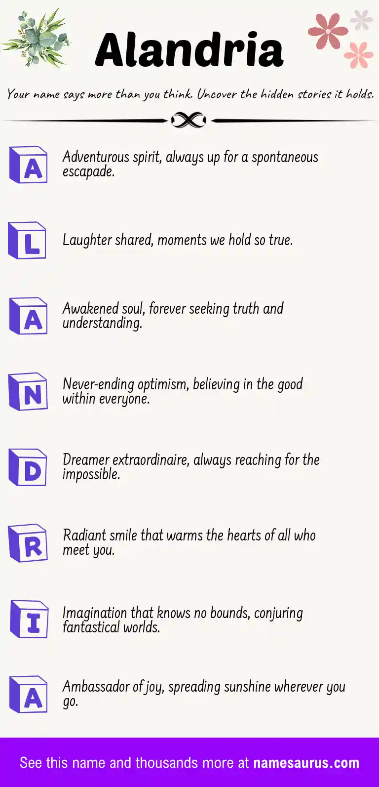 Acrostic poem about Alandria.