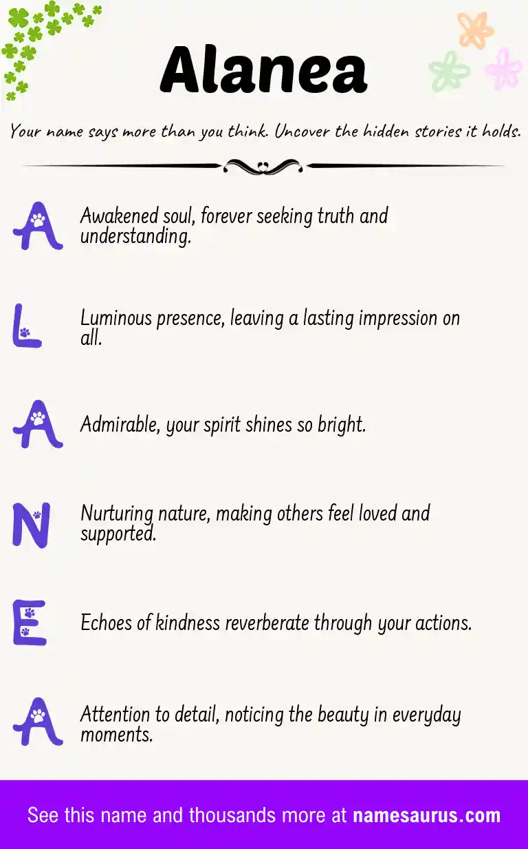 Acrostic poem about Alanea.