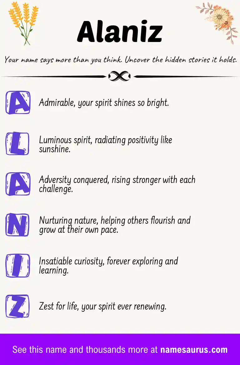 Acrostic poem about Alaniz.