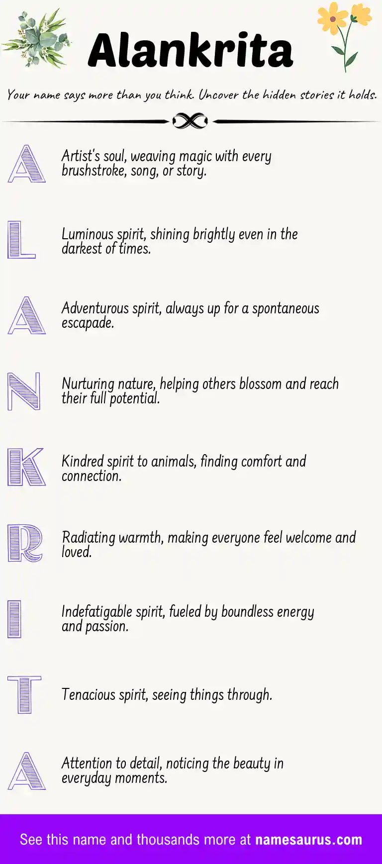 Acrostic poem about Alankrita.