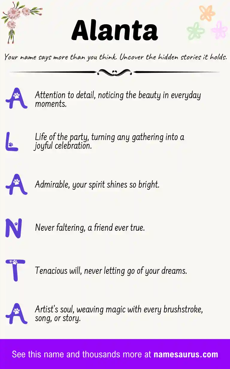 Acrostic poem about Alanta.