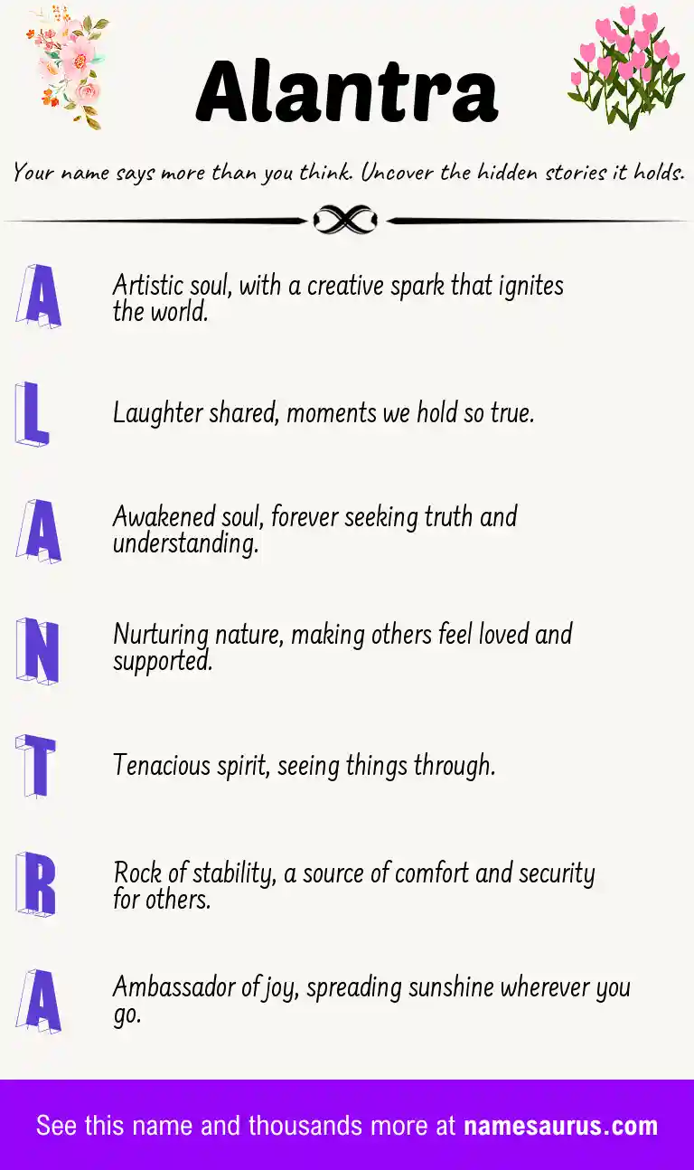 Acrostic poem about Alantra.