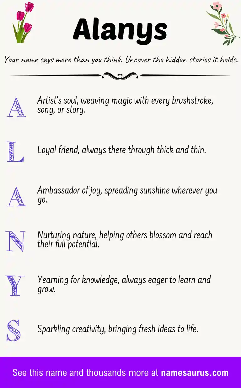 Acrostic poem about Alanys.