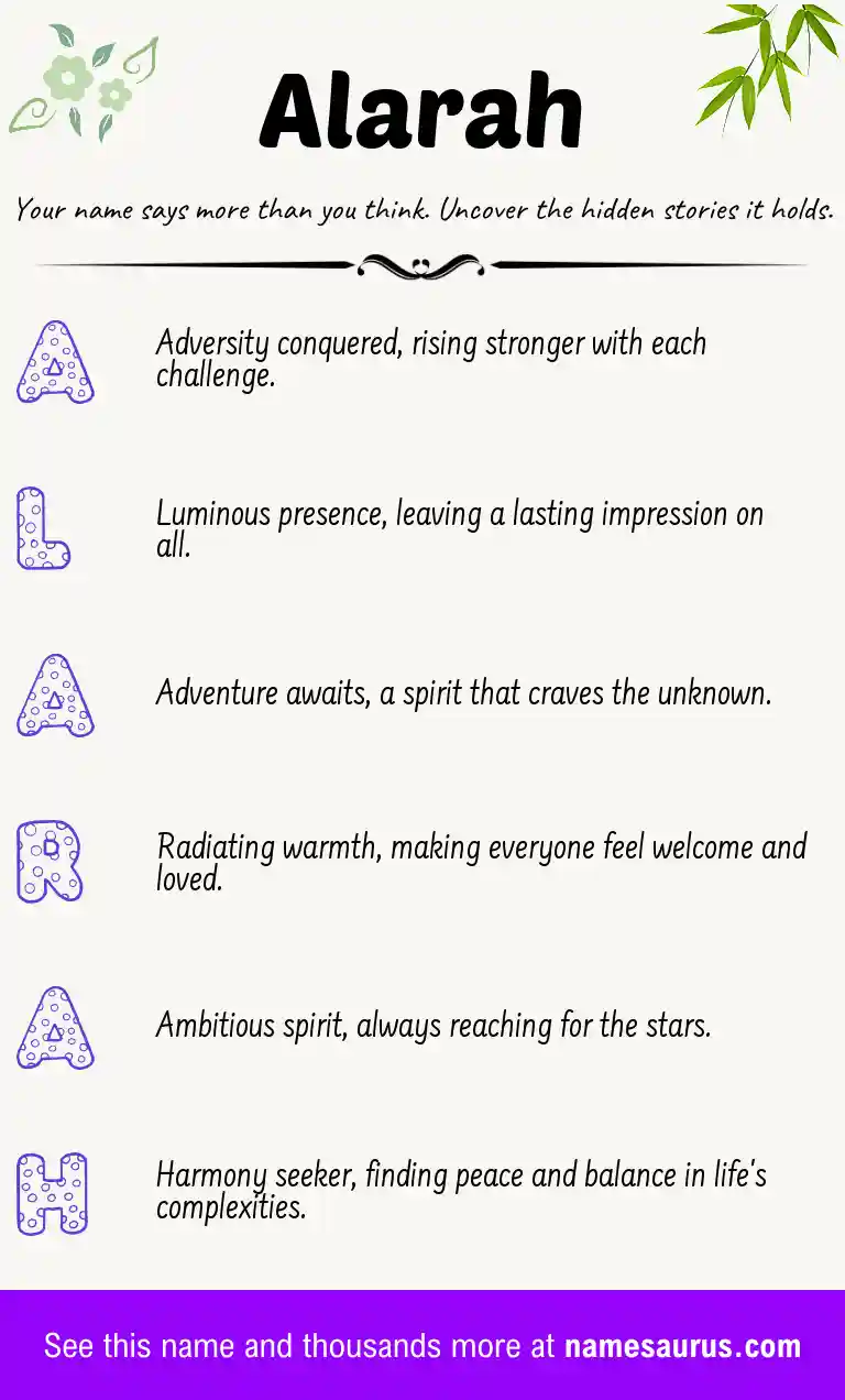 Acrostic poem about Alarah.