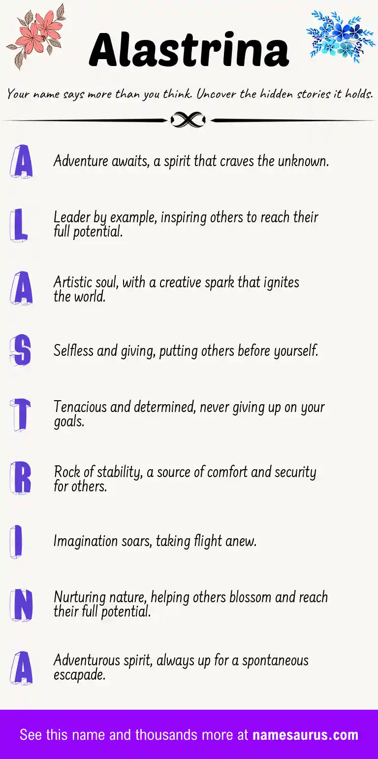 Acrostic poem about Alastrina.