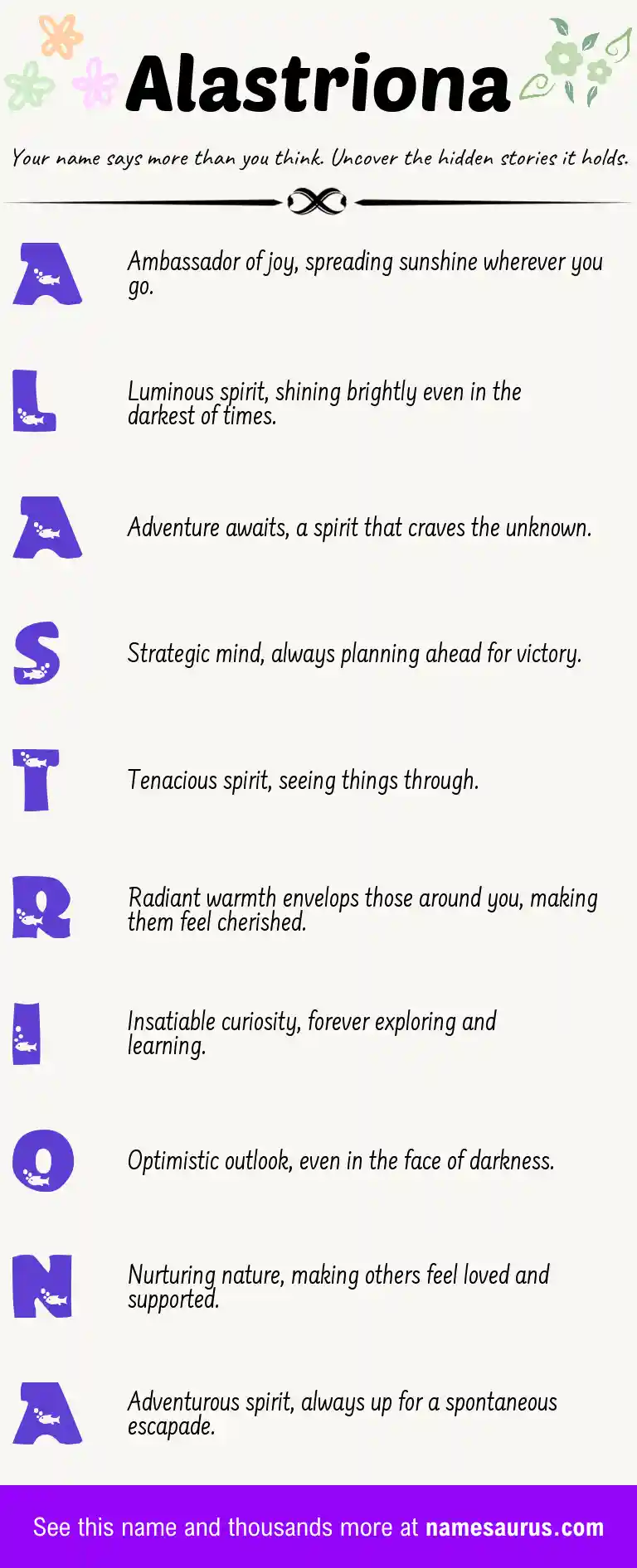 Acrostic poem about Alastriona.