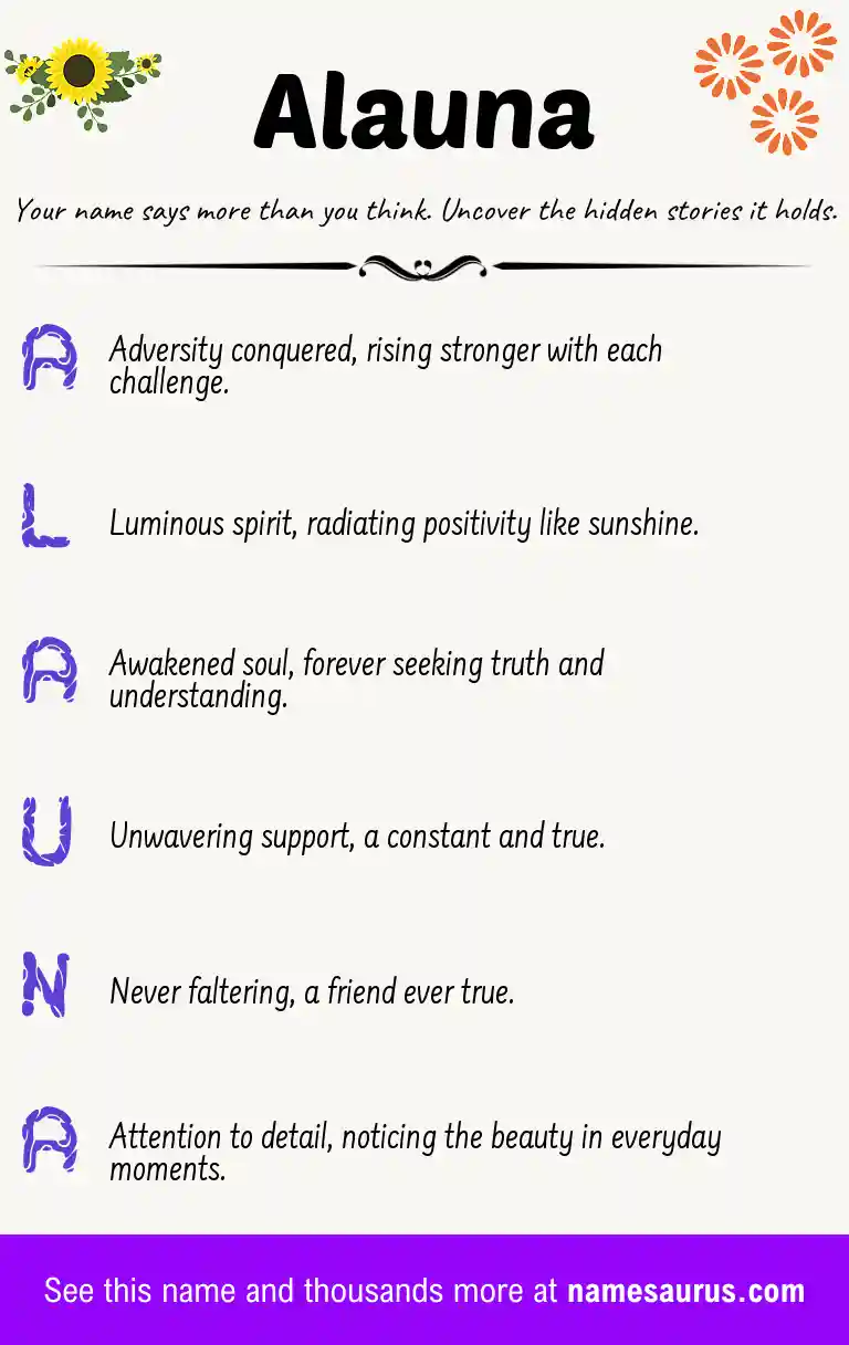 Acrostic poem about Alauna.
