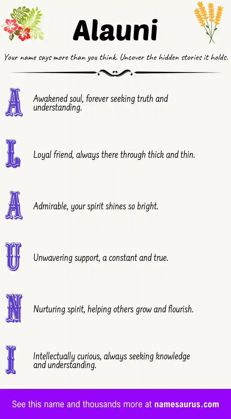 Acrostic poem about Alauni.
