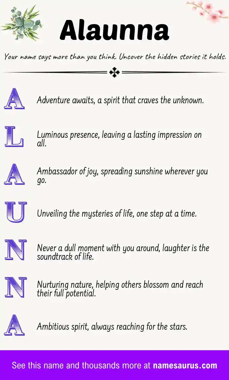 Acrostic poem about Alaunna.