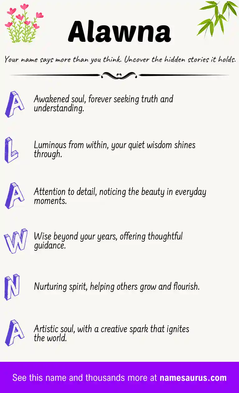 Acrostic poem about Alawna.