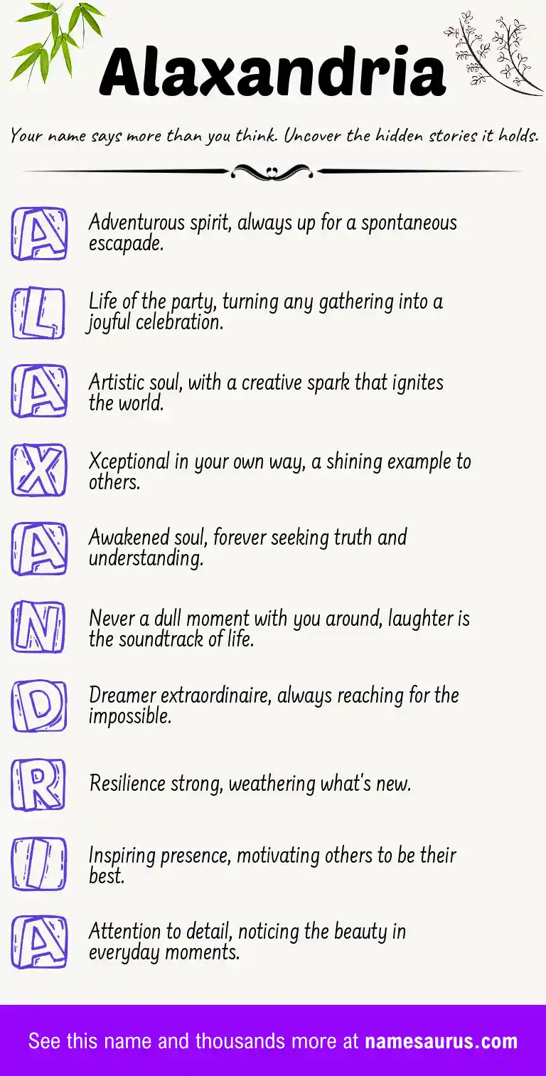 Acrostic poem about Alaxandria.
