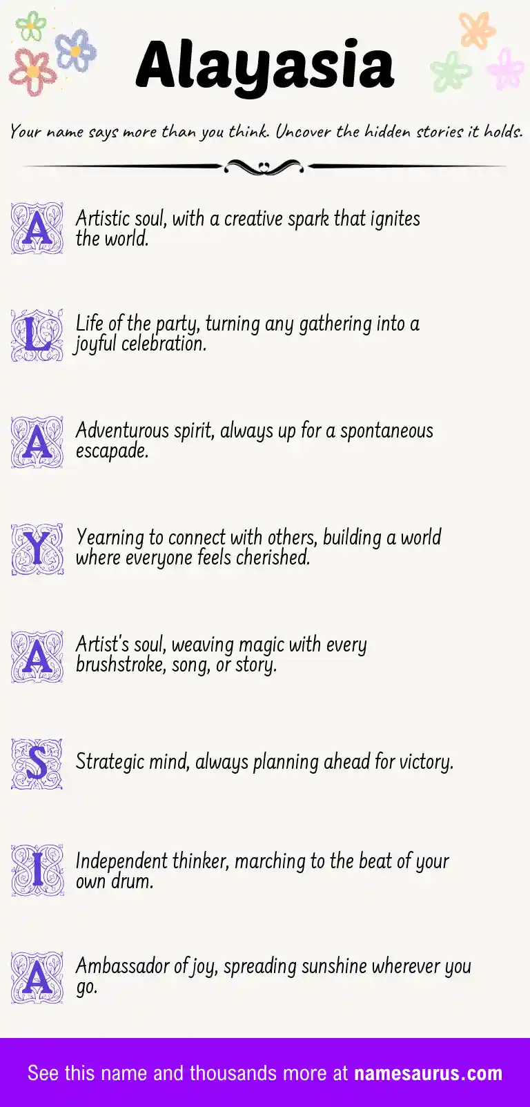 Acrostic poem about Alayasia.