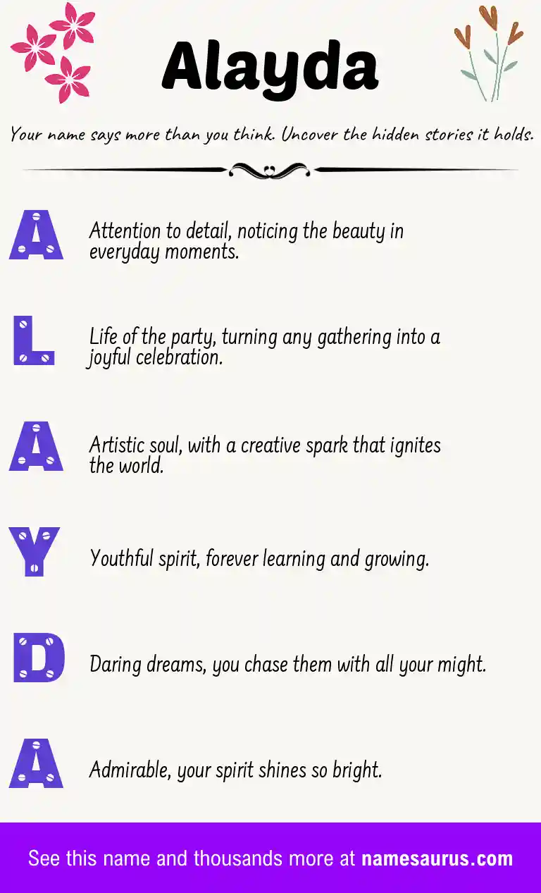 Acrostic poem about Alayda.
