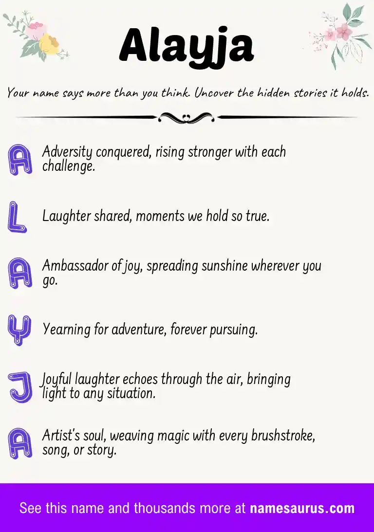 Acrostic poem about Alayja.