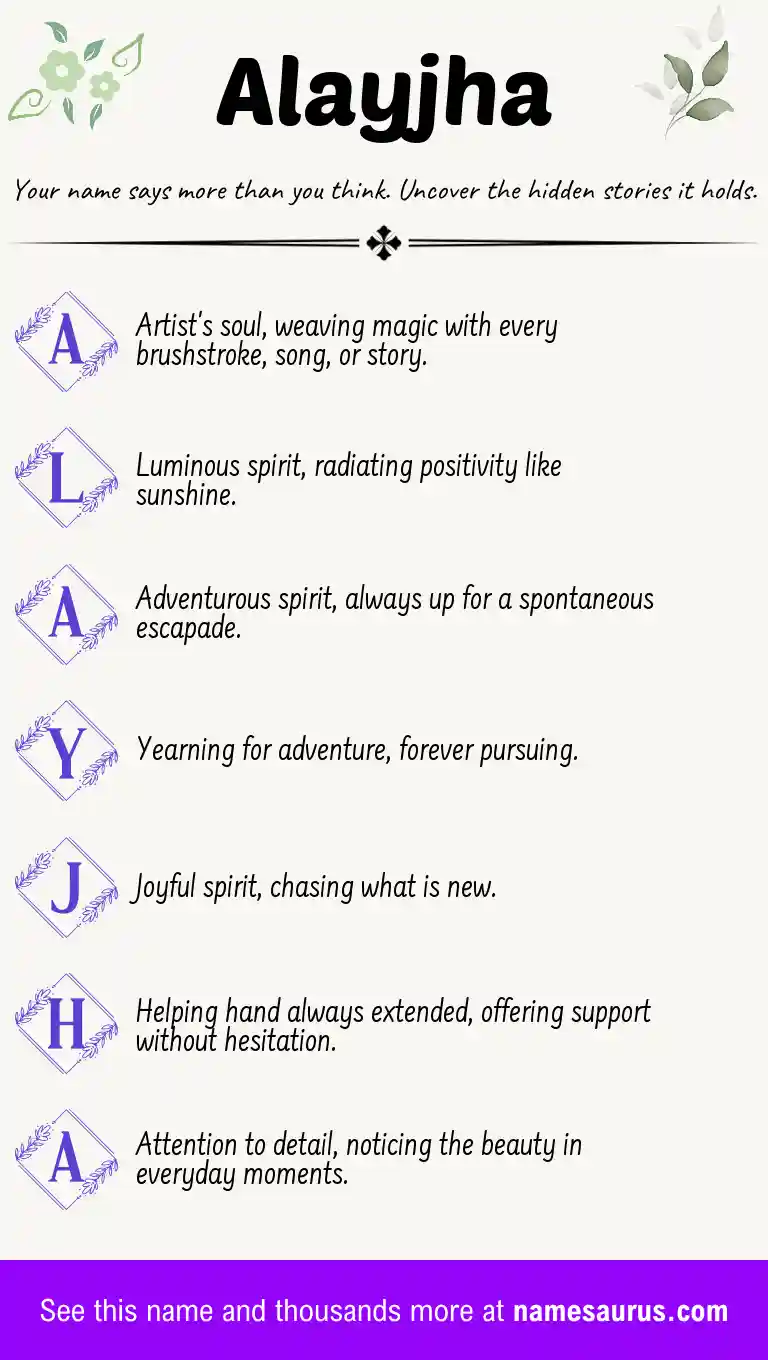 Acrostic poem about Alayjha.