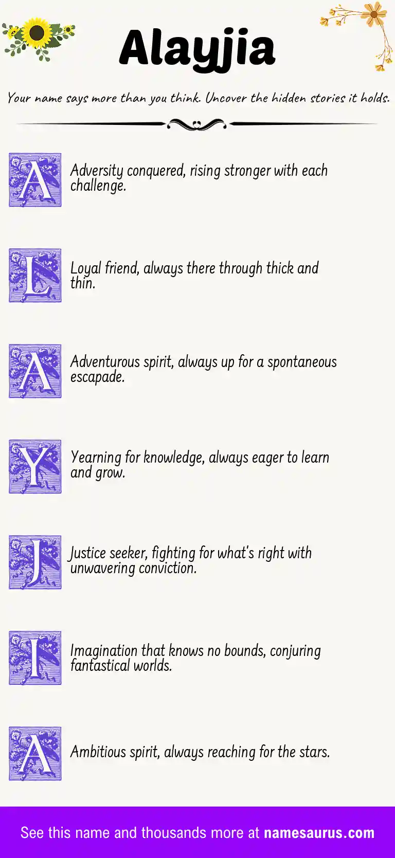 Acrostic poem about Alayjia.