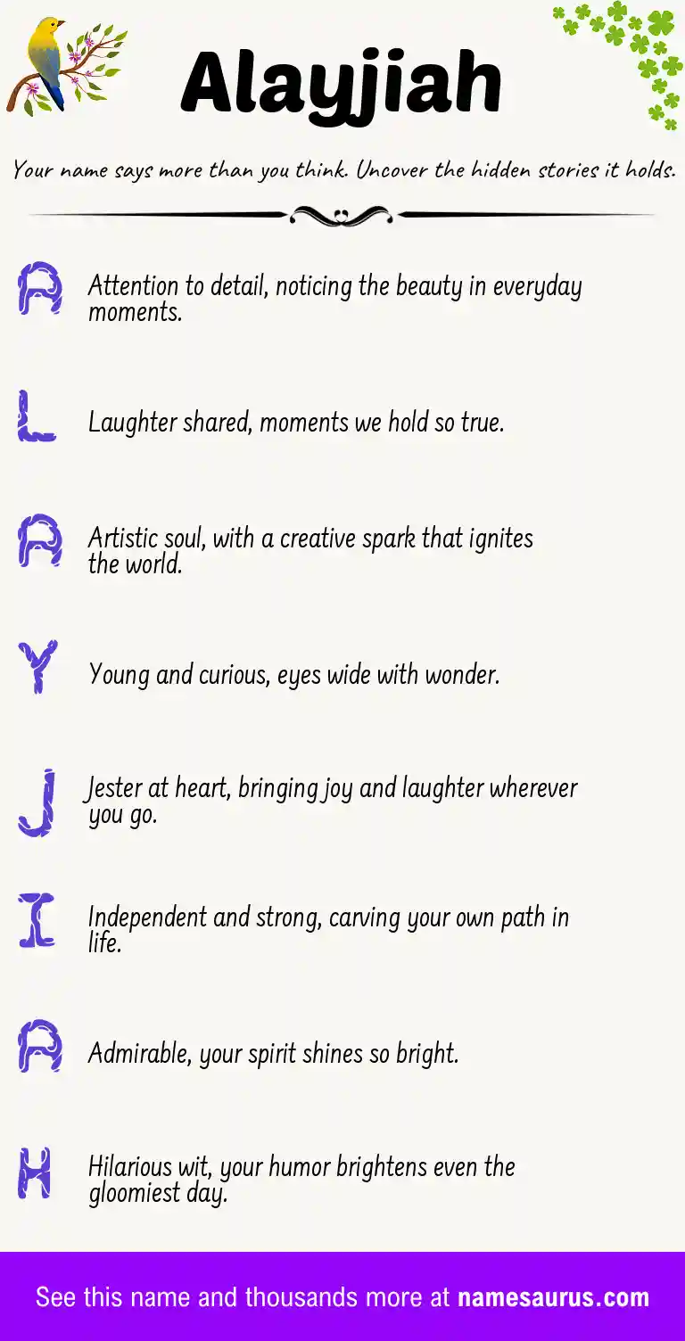 Acrostic poem about Alayjiah.