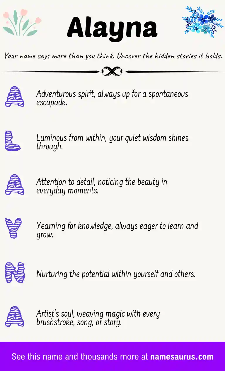 Acrostic poem about Alayna.