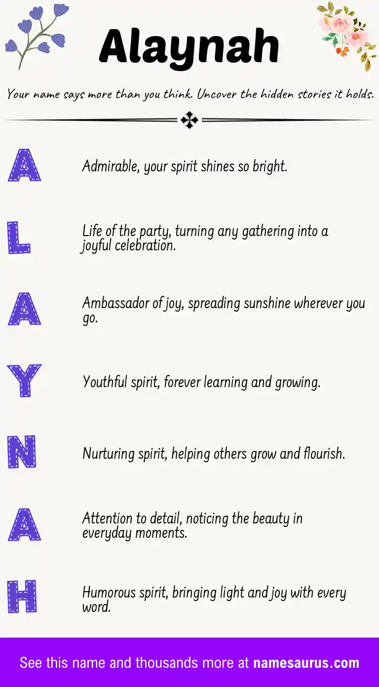 Acrostic poem about Alaynah.