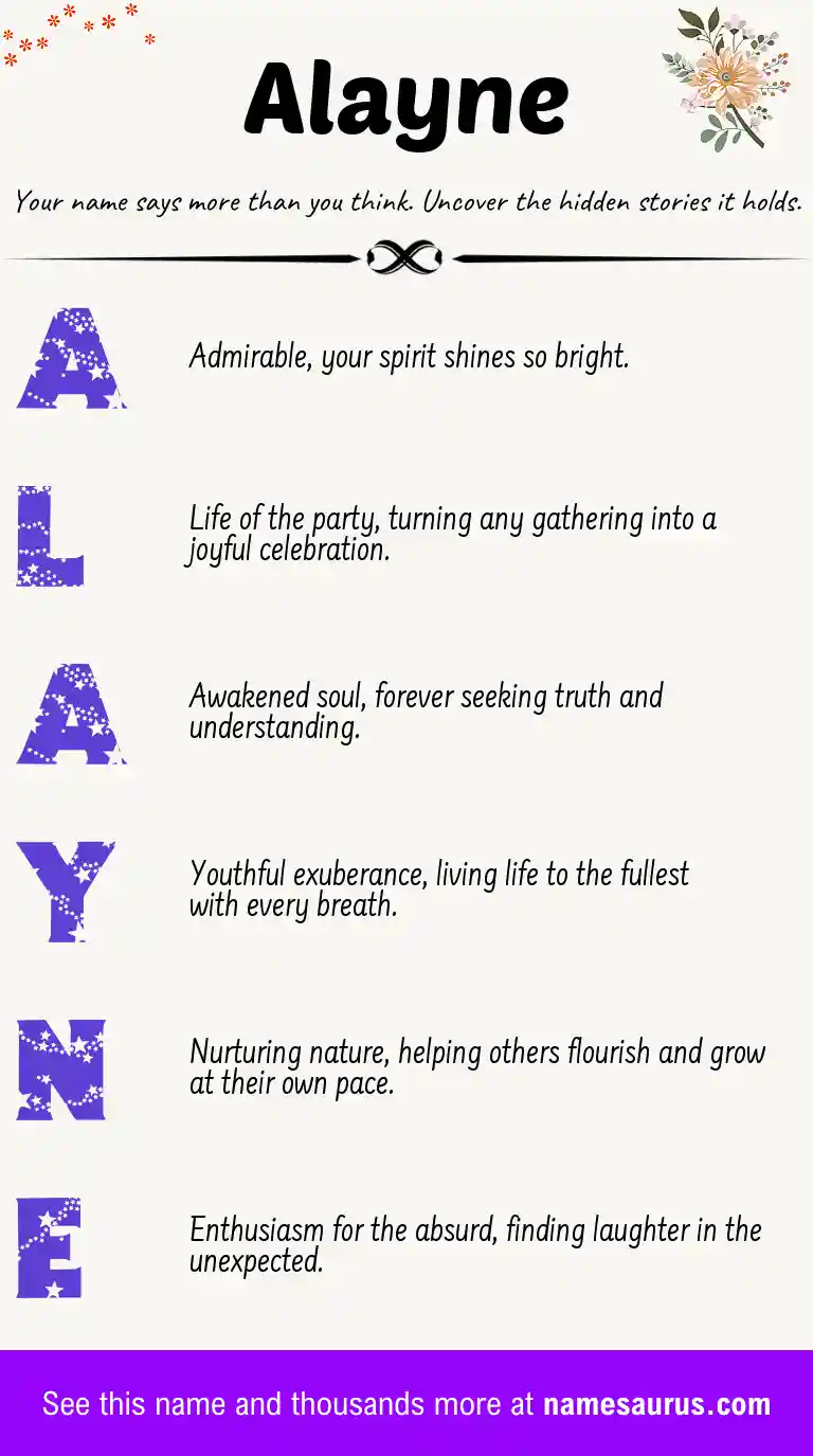 Acrostic poem about Alayne.