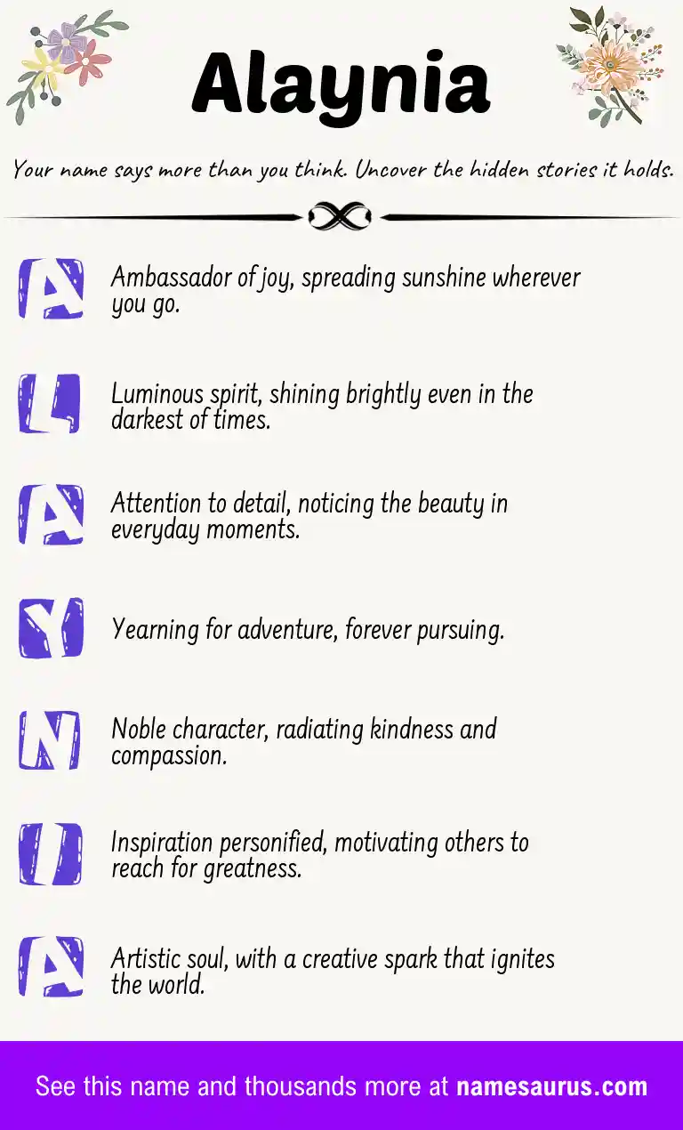 Acrostic poem about Alaynia.