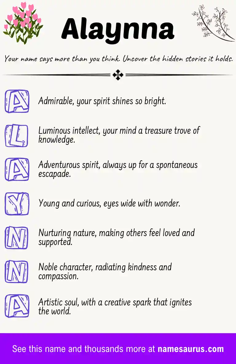 Acrostic poem about Alaynna.