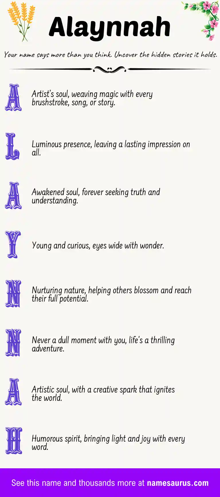 Acrostic poem about Alaynnah.