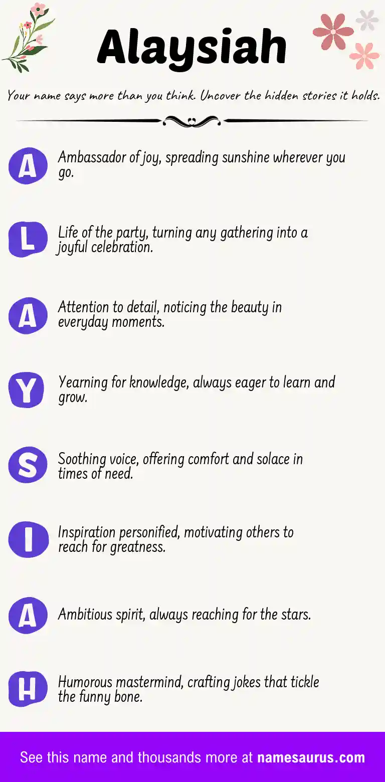 Acrostic poem about Alaysiah.