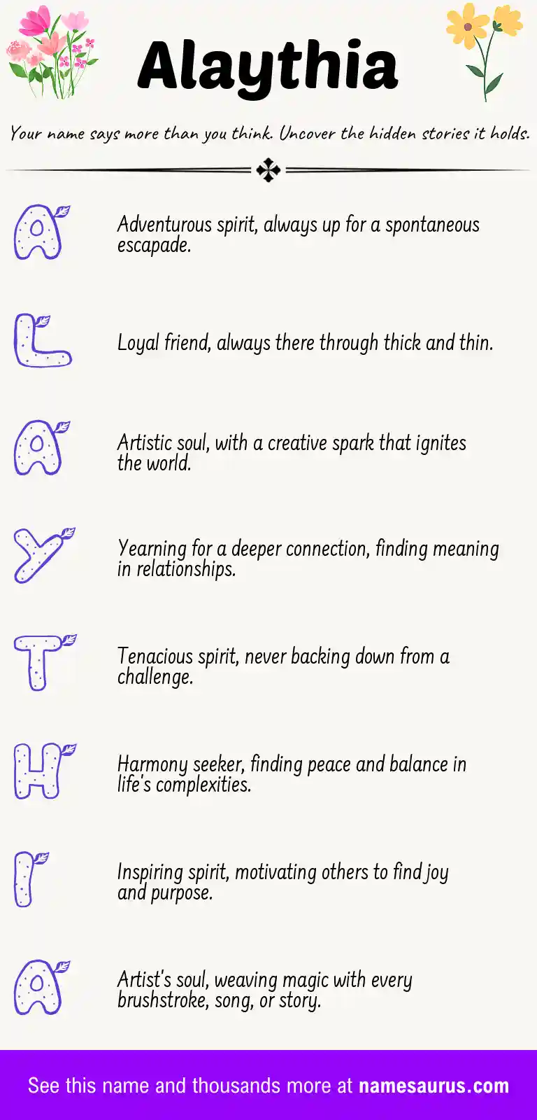 Acrostic poem about Alaythia.