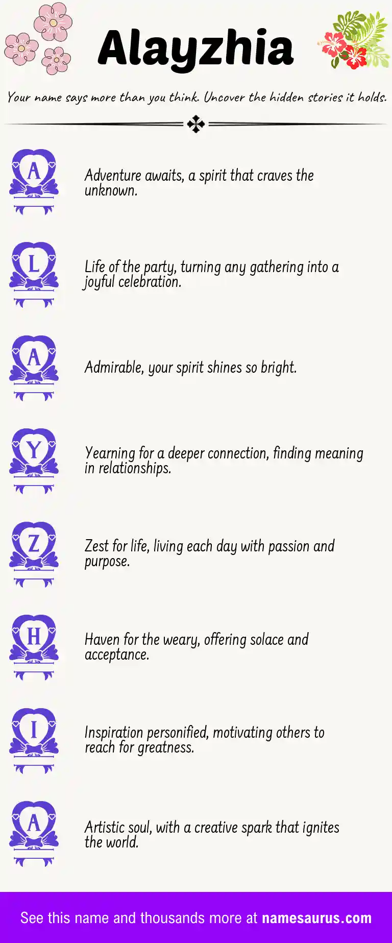 Acrostic poem about Alayzhia.