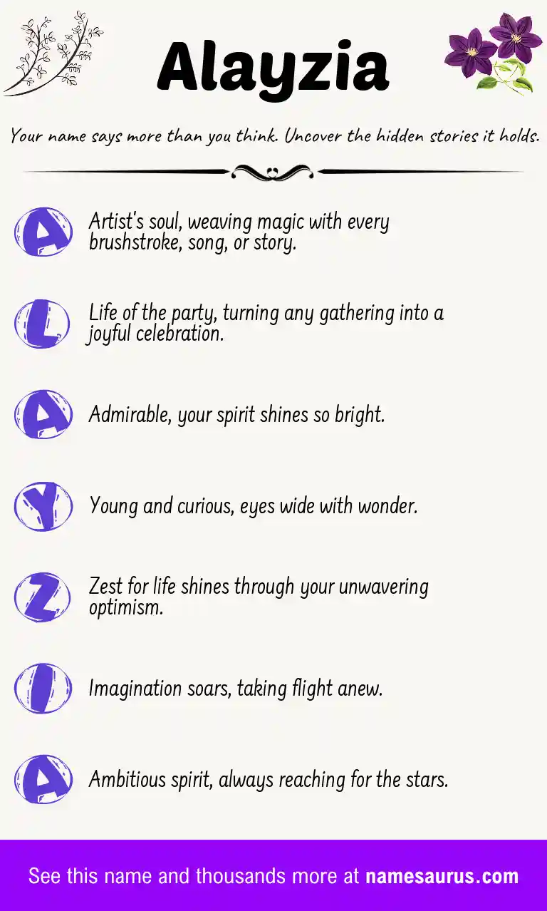 Acrostic poem about Alayzia.
